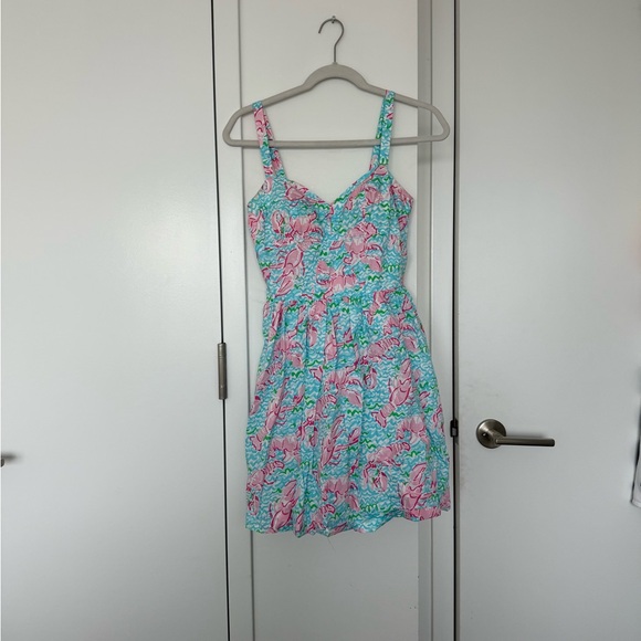 Lilly Pulitzer Pink and Blue Lobstah Roll Dress Size 4 - Picture 1 of 5